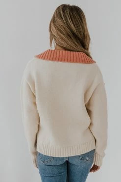 Paper Moon THE CONCORD COLLARED SWEATER IN CREAM