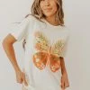 Rebel Stitch NEW ARRIVALS THE FLORAL BUTTERFLY GRAPHIC TEE IN CITRON