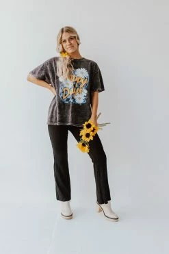 La Miel THE BENTLEY RIBBED FLARE PANTS IN BLACK