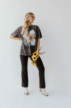 La Miel THE BENTLEY RIBBED FLARE PANTS IN BLACK