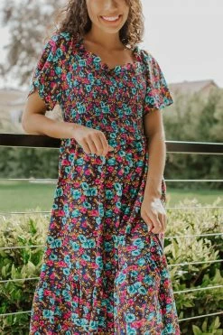 Ellison DRESSES THE MARA TIERED MIDI DRESS IN MULTI