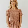 Mine THE BRYNN SMOCKED TOP IN DUSTY MAUVE NEW ARRIVALS