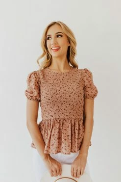 Mine THE BRYNN SMOCKED TOP IN DUSTY MAUVE NEW ARRIVALS