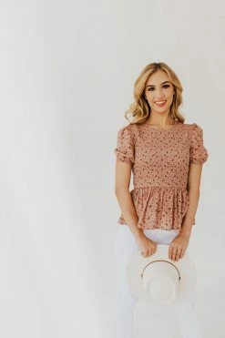 Mine THE BRYNN SMOCKED TOP IN DUSTY MAUVE NEW ARRIVALS
