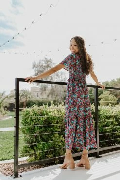 Ellison DRESSES THE MARA TIERED MIDI DRESS IN MULTI