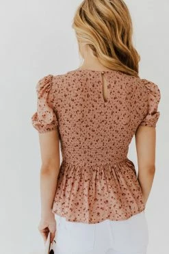 Mine THE BRYNN SMOCKED TOP IN DUSTY MAUVE NEW ARRIVALS