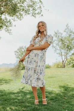 Blu Pepper DRESSES THE DAPHNIE MIDI DRESS IN DUSTY BLUE FLORAL 7 Blu Pepper DRESSES THE DAPHNIE MIDI DRESS IN DUSTY BLUE FLORAL