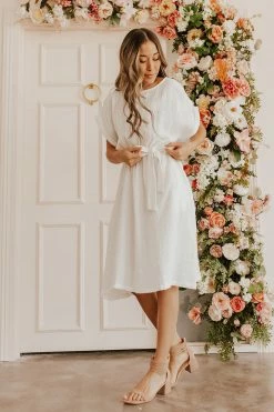 Ice Bird NEW ARRIVALS THE OAKLYNN TIE WAIST DRESS IN OFF WHITE