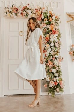 Ice Bird NEW ARRIVALS THE OAKLYNN TIE WAIST DRESS IN OFF WHITE