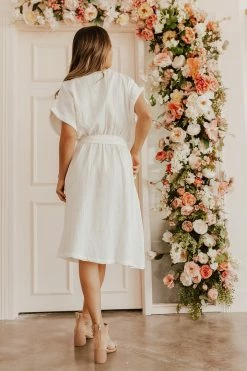 Ice Bird NEW ARRIVALS THE OAKLYNN TIE WAIST DRESS IN OFF WHITE