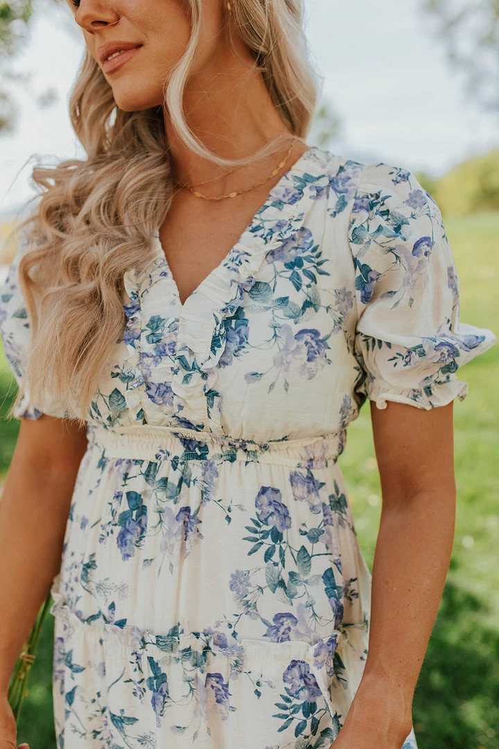 Blu Pepper DRESSES THE DAPHNIE MIDI DRESS IN DUSTY BLUE FLORAL 2 Blu Pepper DRESSES THE DAPHNIE MIDI DRESS IN DUSTY BLUE FLORAL