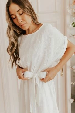 Ice Bird NEW ARRIVALS THE OAKLYNN TIE WAIST DRESS IN OFF WHITE