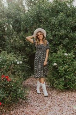 THE PINK DESERT MIDNIGHT GARDEN DRESS IN NAVY