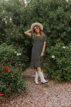 THE PINK DESERT MIDNIGHT GARDEN DRESS IN NAVY