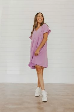 Cotton Bleu NEW ARRIVALS THE MIA BABYDOLL DRESS IN LILAC