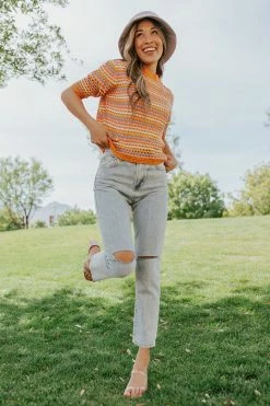 Miss Sparkling TOPS THE BENNIE CROCHETED TOP IN MULTICOLOR