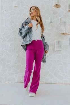 &merci THE MADDIE FLARE PANTS IN DARK MAGENTA