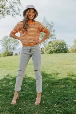 Miss Sparkling TOPS THE BENNIE CROCHETED TOP IN MULTICOLOR