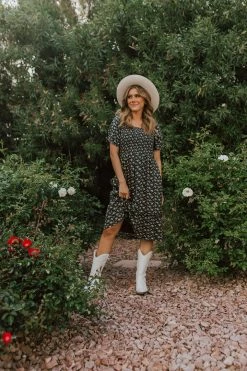 THE PINK DESERT MIDNIGHT GARDEN DRESS IN NAVY