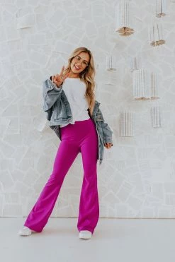 &merci THE MADDIE FLARE PANTS IN DARK MAGENTA