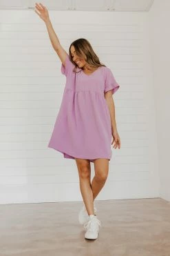 Cotton Bleu NEW ARRIVALS THE MIA BABYDOLL DRESS IN LILAC