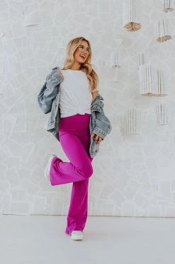 &merci THE MADDIE FLARE PANTS IN DARK MAGENTA