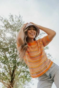 Miss Sparkling TOPS THE BENNIE CROCHETED TOP IN MULTICOLOR