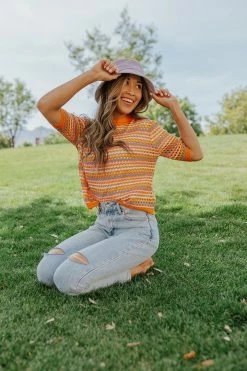 Miss Sparkling TOPS THE BENNIE CROCHETED TOP IN MULTICOLOR