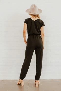 Hem & Thread THE JENSEN RUCHED JUMPSUIT IN BLACK