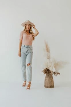 Hem & Thread THE BEXLEY RIB HENLEY SWEATER IN BLUSH NEW ARRIVALS 9 Hem & Thread THE BEXLEY RIB HENLEY SWEATER IN BLUSH NEW ARRIVALS