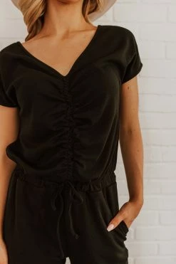Hem & Thread THE JENSEN RUCHED JUMPSUIT IN BLACK