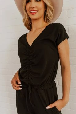 Hem & Thread THE JENSEN RUCHED JUMPSUIT IN BLACK