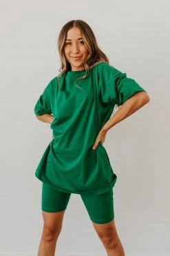 Sweet Generis NEW ARRIVALS THE BE CHILL BIKER SHORTS SET IN KELLY GREEN