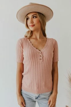 Hem & Thread THE BEXLEY RIB HENLEY SWEATER IN BLUSH NEW ARRIVALS 10 Hem & Thread THE BEXLEY RIB HENLEY SWEATER IN BLUSH NEW ARRIVALS