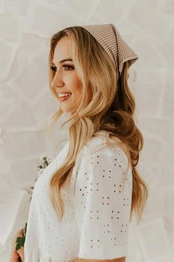 Pretty Simple THE LAYTON SCRUNCHIE SCARF IN TAUPE NEW ARRIVALS