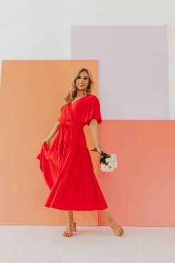 Style U NEW ARRIVALS THE MILAN TIERED MAXI DRESS IN RED