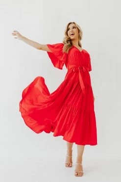 Style U NEW ARRIVALS THE MILAN TIERED MAXI DRESS IN RED