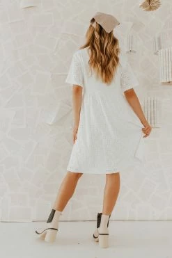 Leia And Co THE WAVERLY EYELET BABYDOLL DRESS IN WHITE