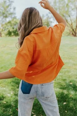 Fanco THE TANGO BUTTON DOWN TOP IN TANGERINE