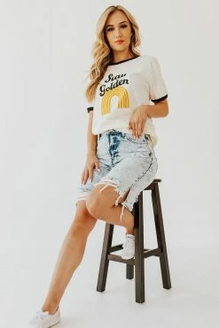 Oat Collective THE STAY GOLDEN RINGER TEE IN CREAM NEW ARRIVALS