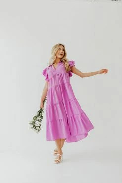 Umgee NEW ARRIVALS THE LILLY TIERED MIDI DRESS IN LAVENDER