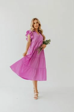 Umgee NEW ARRIVALS THE LILLY TIERED MIDI DRESS IN LAVENDER