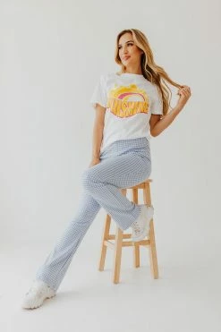 Polagram/Baevely NEW ARRIVALS THE OFF TO THE RACES GINGHAM PANTS IN LIGHT BLUE