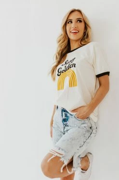 Oat Collective THE STAY GOLDEN RINGER TEE IN CREAM NEW ARRIVALS