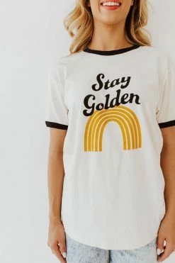 Oat Collective THE STAY GOLDEN RINGER TEE IN CREAM NEW ARRIVALS