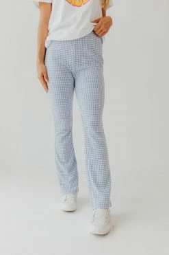 Polagram/Baevely NEW ARRIVALS THE OFF TO THE RACES GINGHAM PANTS IN LIGHT BLUE