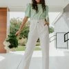 Papermoon BOTTOMS THE BAILEY ELASTIC WAIST MOM JEANS IN WHITE