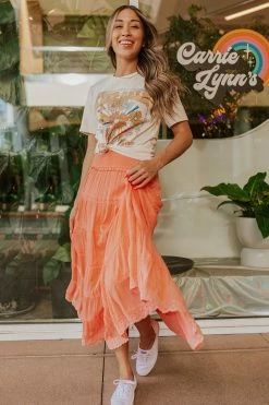 In Loom SKIRTS THE SUZY TIERED MAXI SKIRT IN SALMON PINK