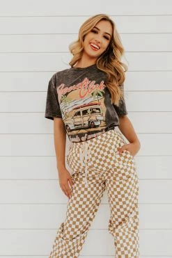 Le Lis THE TANA CHECKERED PANTS IN TAUPE NEW ARRIVALS