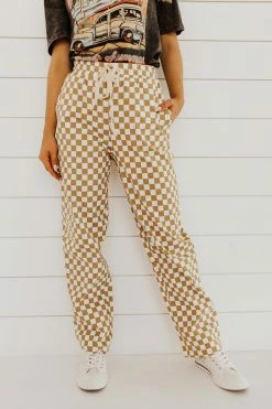 Le Lis THE TANA CHECKERED PANTS IN TAUPE NEW ARRIVALS